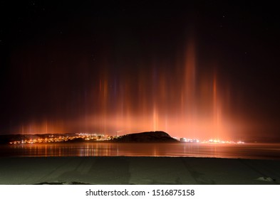 Light Pillars In Northern Part Of Norway