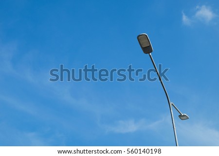 Light pole with blue sky back ground.LED light 