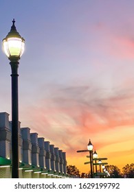 Light posts and the sunset