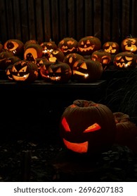 Jack-o’-lanterns light, pumpkins, pumpkin garden, pumpkin patch, Halloween, autumn, holidays decorations in London, autumn vibes, fall, fall decor 