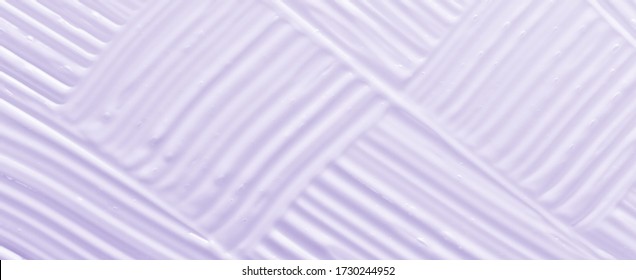 Light Purple Cosmetic Cream Texture Background. Skincare Lotion Moisturizer Smear. Beauty Product Strokes Pattern. BB Cream Swatch