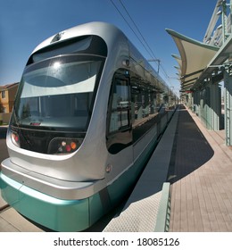 Light Rail In A Station.