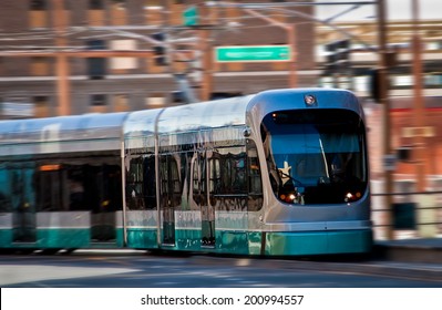 Light Rail Train In Motion 