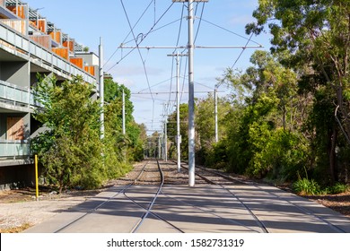 Light Rail Tram Tracks, St Kilda Station Melbourne, Australia