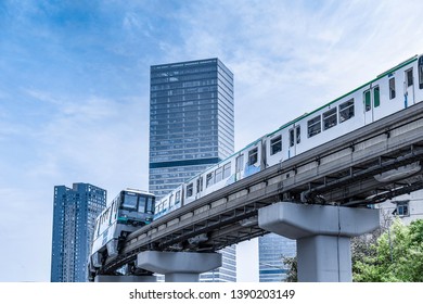 Light Rail Transit And Skyscrapers In Chongqing, China.