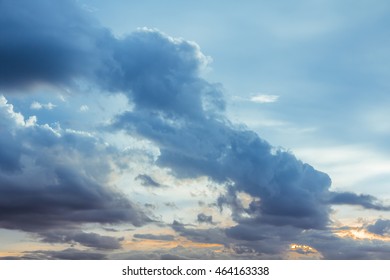 Light rain clouds and sunset during the rainy season.