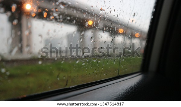 light and rain outside the\
car.