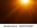 Light ray or sun beam background. Abstract light sparkle flash spotlight backdrop with golden sunlight shine isolated on yellow sky background. abstract sun rays of light on gold background. sunray