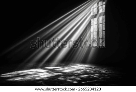 Light rays through a window, dark room