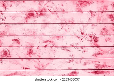Light red wood plank wall texture background. Demonstrating Viva Magenta - trendy color of the year 2023 - Shutterstock ID 2233433037