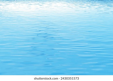 Light reflection Beautiful wave pattern on the ocean surface. Blue background
