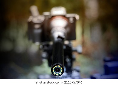 Light ring with LEDs on a special lens for extreme close-ups, selective focus