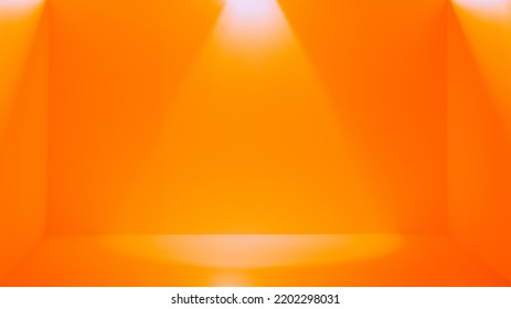 Light and shadow in the background of a orange interior with an open space.