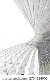 The Light and Shadow Nautilus art structure outside The Ring Shopping Mall in Chongqing, China. It is a large, spiraling metal structure designed to resemble a nautilus shell
