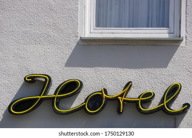 Light Sign Hotel. Overnight Stay In The City, Germany.