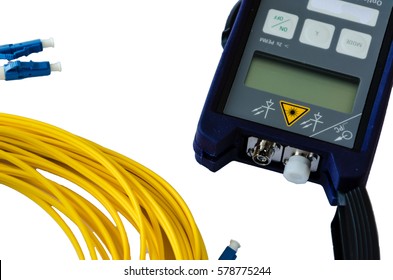 Light source and power meter with optical patch cord are used in optical communications.