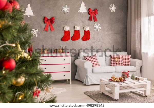 Light Spacious Living Room Christmas Tree Stock Photo Edit