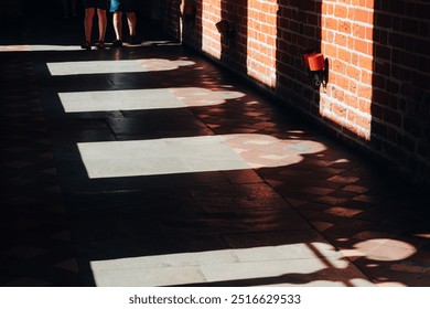 light streaming in through the Gothic windows into the corridor of the medieval castle  - Powered by Shutterstock