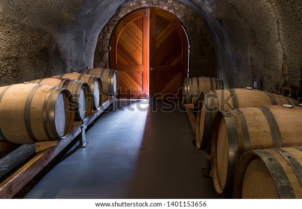 Light Streaming Through Wine Cellar Door Stock Photo Edit Now