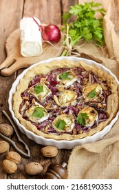 Light Tart With Red Onion, Goat Cheese And Walnuts