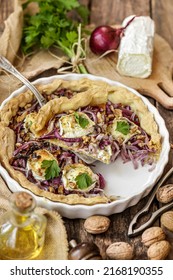 Light Tart With Red Onion, Goat Cheese And Walnuts