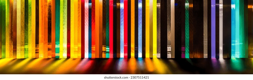 light through Stack of different colours Cast Acrylic Sheet - Shutterstock ID 2307511421