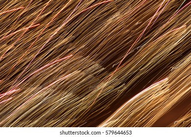 Light traces like thread flowing obliquely after firework burst