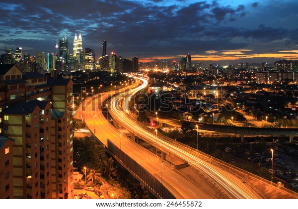 Light Trail Busy Highway View Kuala Stock Photo (Edit Now) 246455872