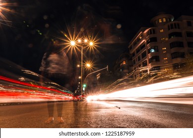 Light Trail In Mumbai, Marine Drive