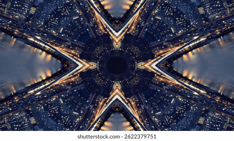 Light Trail Starburst Over City Bridges at Night - Powered by Shutterstock - Get 15% off with code: PIKWIZARD15