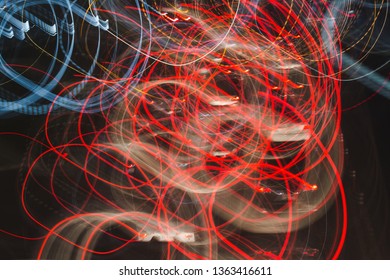 Light trails in Lineage. Art image. Long exposure photo taken in a Lineage.