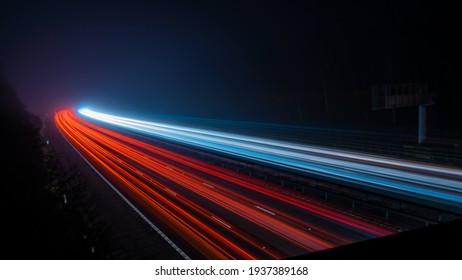 Light trails long exposure highway