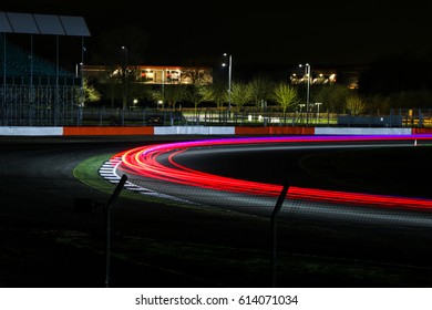 Light Trails At A Night Time Car Race In The UK.