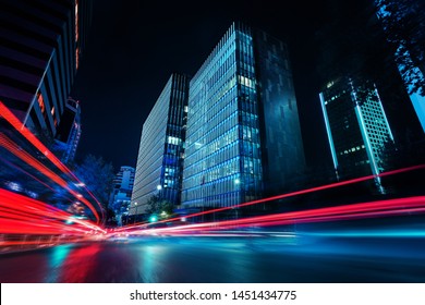 Light trails at night in urban environment - Shutterstock ID 1451434775