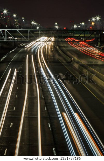 light trails on a busy highway\
