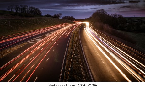 Light Trails on M6 Motorway early morning