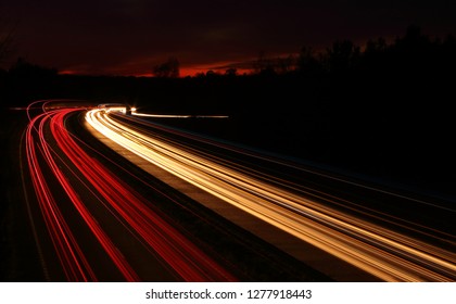 Light trails on motorway
