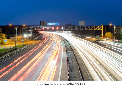 Light Trails On Smart 
Motorway In England United Kingdom