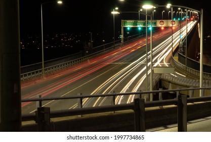 Light Trails On Tasman Bridge