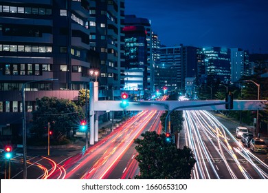 Light Trails On Wellington At Night