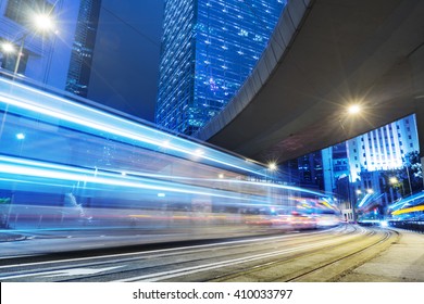 Light Trails Through The Footbridge,hongkong China.