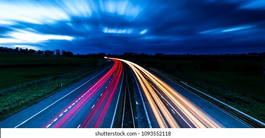 Light trails of a UK motorway - Shutterstock ID 1093552118