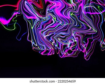 light trails using different colours in isolated background 