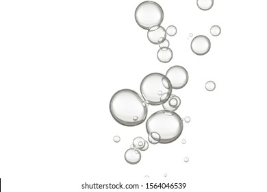 Light transparent liquid bubbles isolated over a white background.