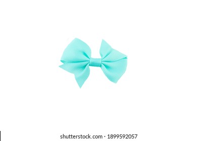 Light Turquoise Hair Bow Isolated On White.