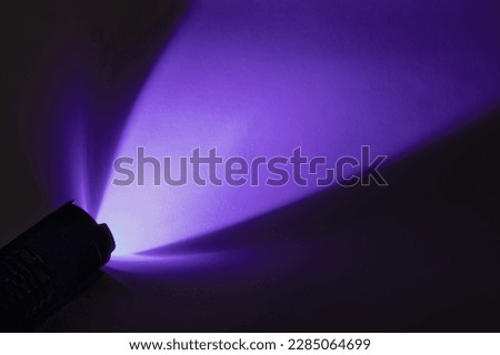 Light from an ultraviolet LED flashlight with a UV wavelength of 365 nm