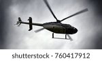 Light Utility Helicopter. Helicopter for transportation of individuals, medical, police copter, task force photographed on background of cloudy sky