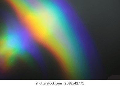 Light waves interference effect, color diffraction grating abstract background. Iridescent blurred holographic surface.