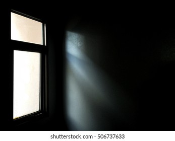 Light From A Window In The Dark Room / Abstract With Copy Space / Mobile Photography