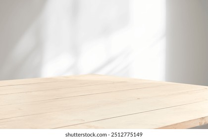 light from window on empty minimalistic background. empty tabletop for your product